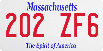 MA license plate 202ZF6