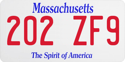 MA license plate 202ZF9