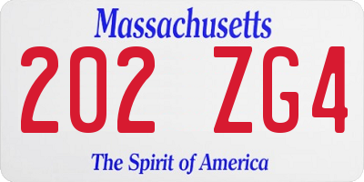 MA license plate 202ZG4