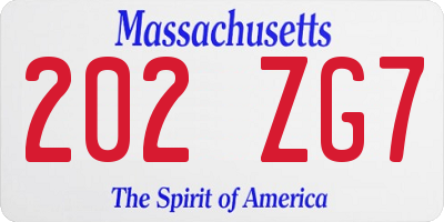 MA license plate 202ZG7