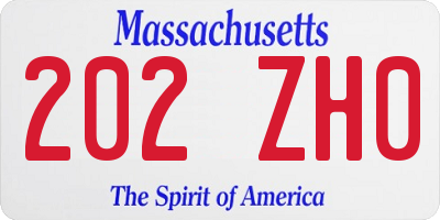 MA license plate 202ZH0