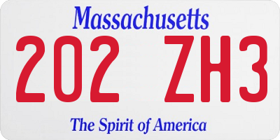 MA license plate 202ZH3