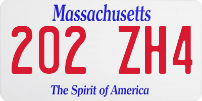 MA license plate 202ZH4