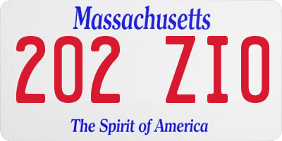 MA license plate 202ZI0