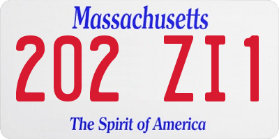 MA license plate 202ZI1