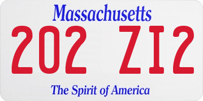 MA license plate 202ZI2