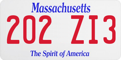 MA license plate 202ZI3
