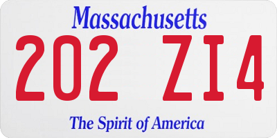 MA license plate 202ZI4