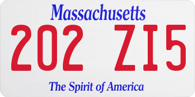 MA license plate 202ZI5