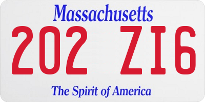 MA license plate 202ZI6