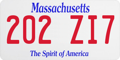 MA license plate 202ZI7