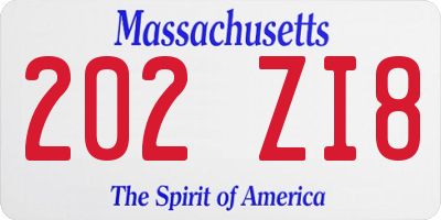 MA license plate 202ZI8
