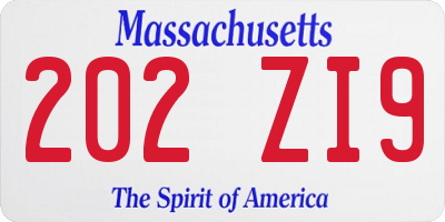 MA license plate 202ZI9