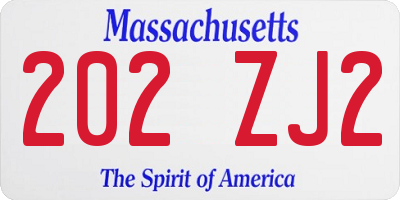 MA license plate 202ZJ2