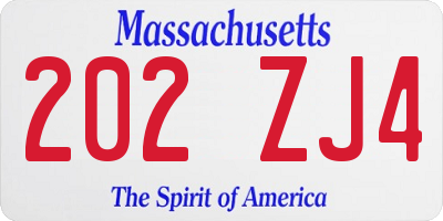 MA license plate 202ZJ4