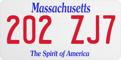 MA license plate 202ZJ7