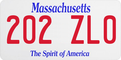 MA license plate 202ZL0