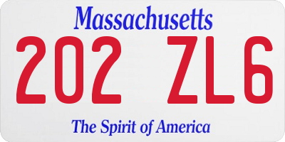 MA license plate 202ZL6
