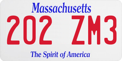 MA license plate 202ZM3
