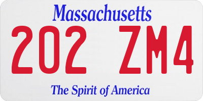 MA license plate 202ZM4