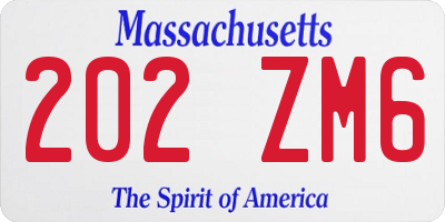 MA license plate 202ZM6