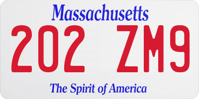 MA license plate 202ZM9