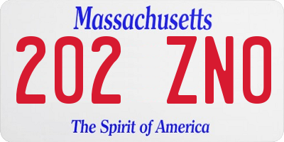 MA license plate 202ZN0