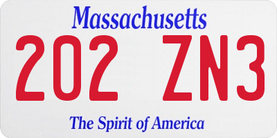MA license plate 202ZN3