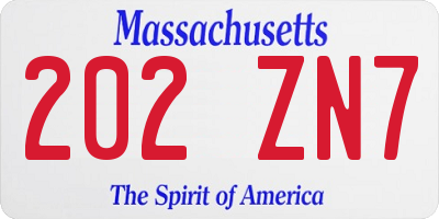 MA license plate 202ZN7