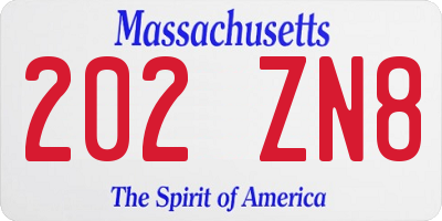 MA license plate 202ZN8