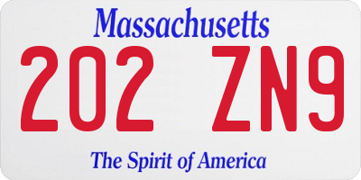 MA license plate 202ZN9