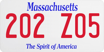 MA license plate 202ZO5
