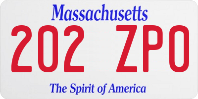 MA license plate 202ZP0