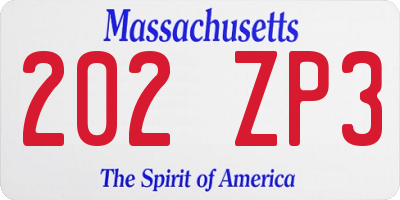MA license plate 202ZP3