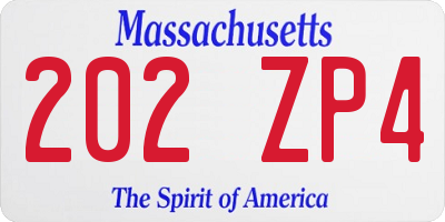 MA license plate 202ZP4