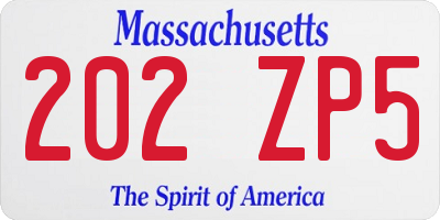 MA license plate 202ZP5