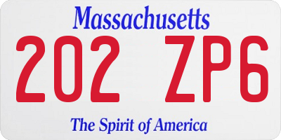 MA license plate 202ZP6