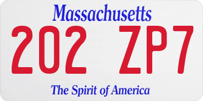 MA license plate 202ZP7