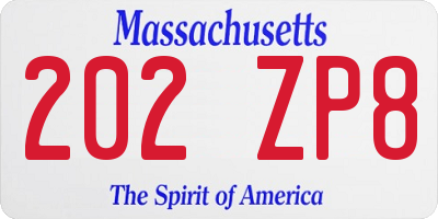 MA license plate 202ZP8