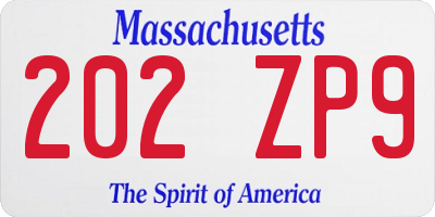 MA license plate 202ZP9