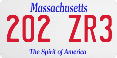 MA license plate 202ZR3