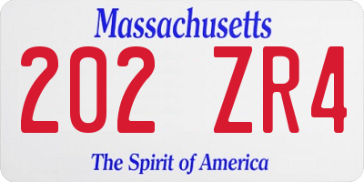 MA license plate 202ZR4
