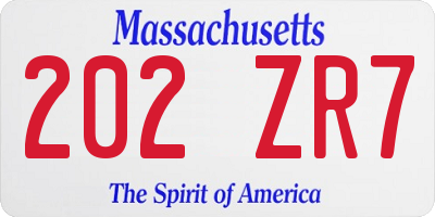 MA license plate 202ZR7