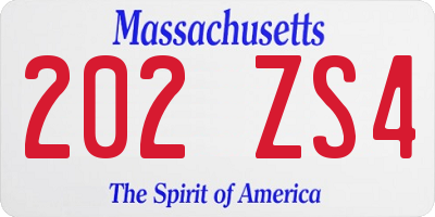MA license plate 202ZS4