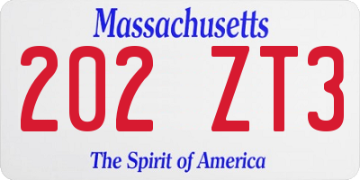 MA license plate 202ZT3