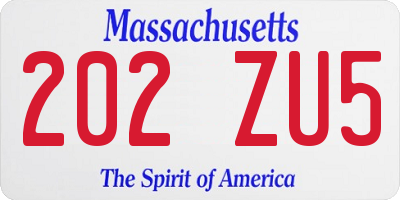 MA license plate 202ZU5