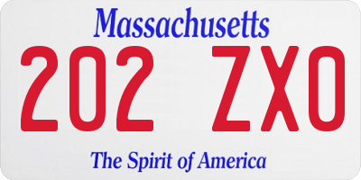 MA license plate 202ZX0