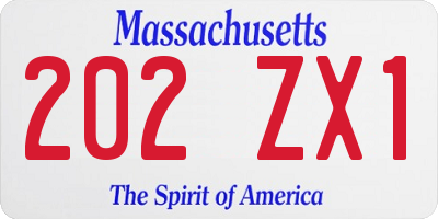 MA license plate 202ZX1