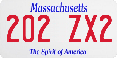 MA license plate 202ZX2