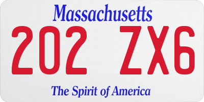 MA license plate 202ZX6